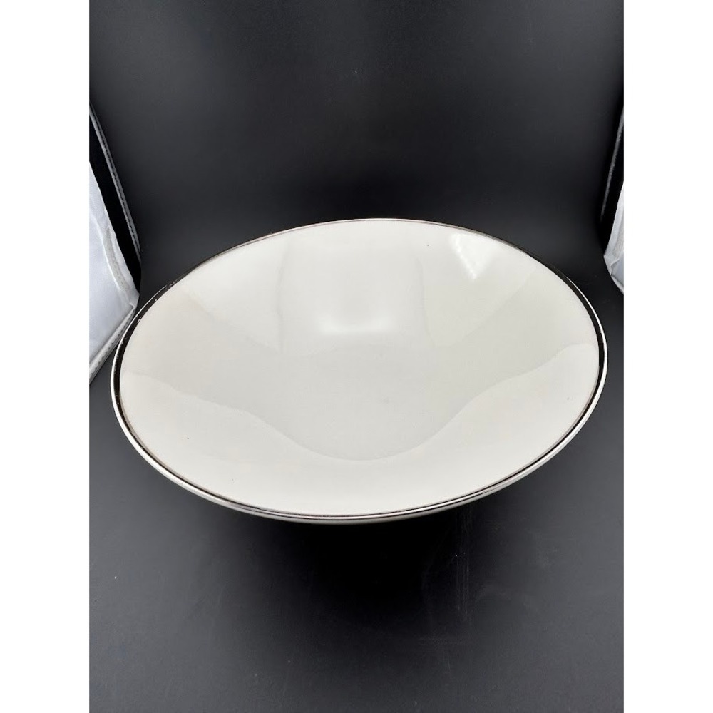 Noritake Ivory China Yvonne Serving Bowl 7522‎ Silver Trim Japan